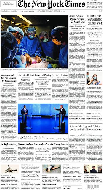 The New York Times International Edition In Print For Friday Oct 22 2021 The New York Times