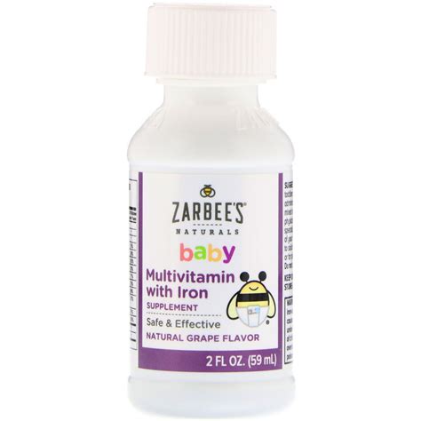 Zarbees Naturals Baby Multivitamin With Iron Natural Grape Flavor
