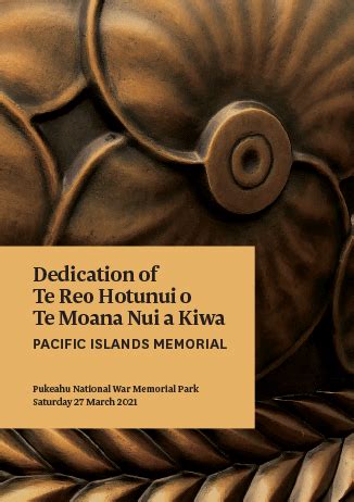 Dedication Of Te Reo Hotunui O Te Moana Nui A Kiwa Pacific Islands Memorial Manat Taonga