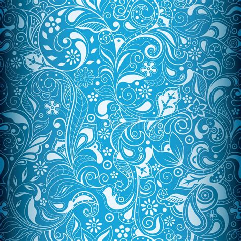 Seamless Blue Floral Pattern Stock Illustration Illustration Of Leaf