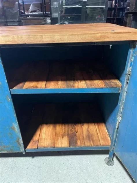 Vintage Industrial Workbench In Blue With New Top For Sale At Pamono