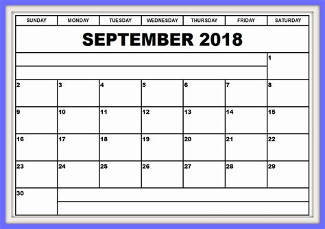 Free September 2018 Calendar To Print Calendar Word Blank Calendar