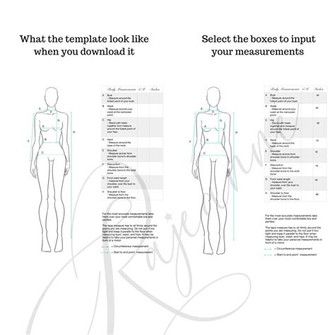 Sewing Body Measurement Printable And Editable Guide Etsy
