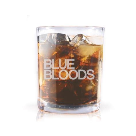 Blue Bloods Logo Laser Engraved Rocks Glass Laser Engraving Blue