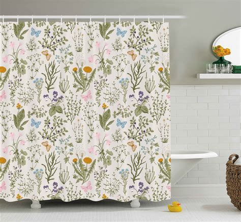 Menthe Herbs Flowers Shower Curtain Floral Shower Curtains Floral