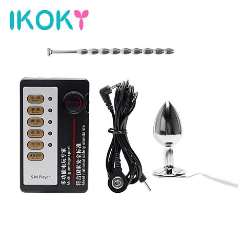 Ikoky Electric Shock Set Butt Anal Plug Sex Toys For Men Male Penis Plug Catheters Sounds