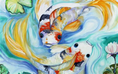 Daily Paintings ~ Fine Art Originals By Marcia Baldwin Koi Oil Painting Original By Marcia Baldwin