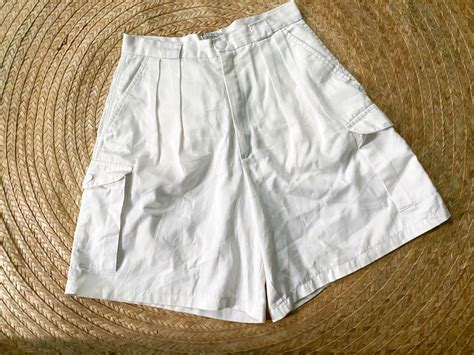 White Cargo Shorts Womens Fashion Bottoms Shorts On Carousell