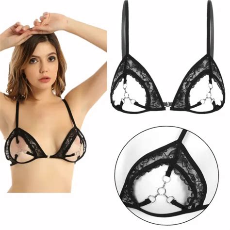 black sexy women lingerie see through sheer lace bra top nipple open bralette 7 55 picclick