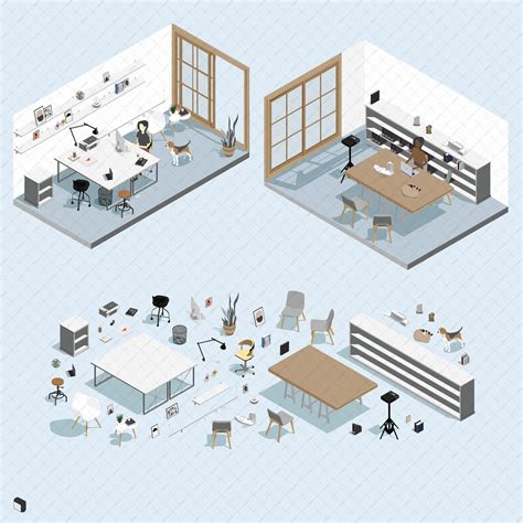 Isometric Office Furniture | Architecture, Furniture, Architecture people