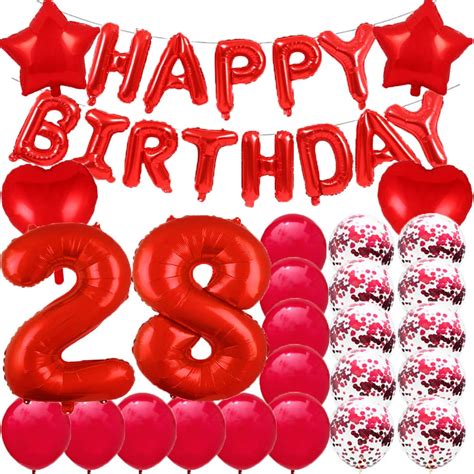 Sweet 28th Birthday Decorations Party Suppliesred Number 28 Balloons