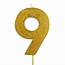 Gold Glitter Number 9 Candle 4