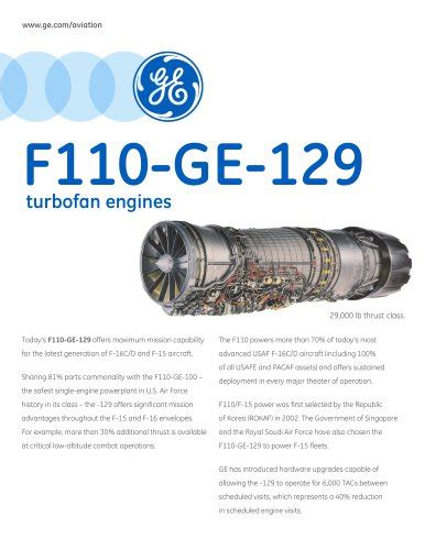 F110 Ge 129 Ge Aviation Pdf Catalogs Technical Documentation