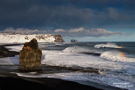 Black Sand Beach And Waves At Vik Seen From Dyrholaey Landscapes