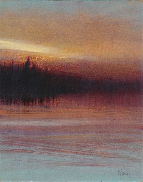 Crimson Pines Oil On Panel 10″x8″ Landscape Art Lake Painting