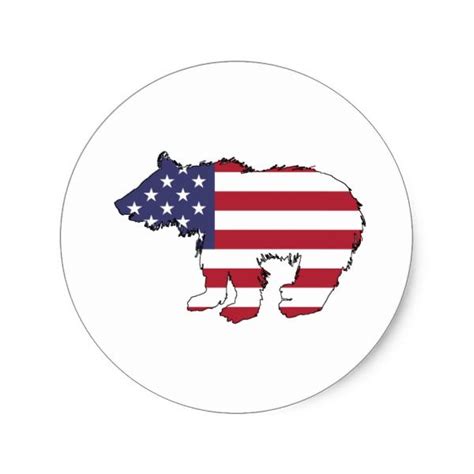 Bear American Flag Classic Round Sticker Round