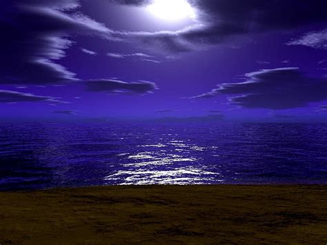 Hd Wallpaper Beach Clouds Night Beach With Full Moon Nature Beaches Hd