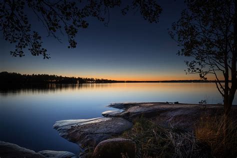 Lake Near The Forest During Sunset Hd Wallpaper Wallpaper Flare