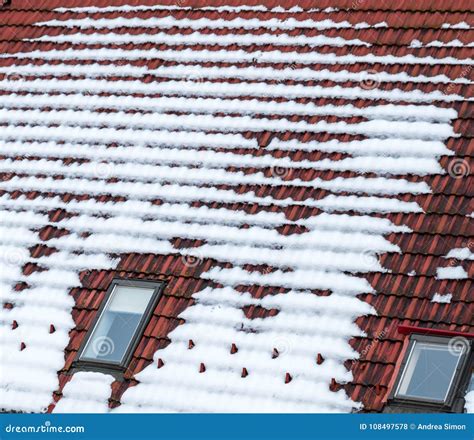 Snow On The Roof Stock Photo Image Of Layer Material 108497578