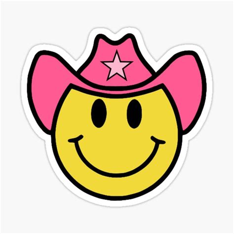 Cowboy Smiley Face With Star Sticker For Sale By Maggieelias Redbubble