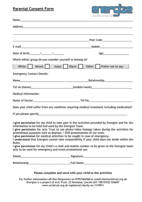 consent form template free printable templates