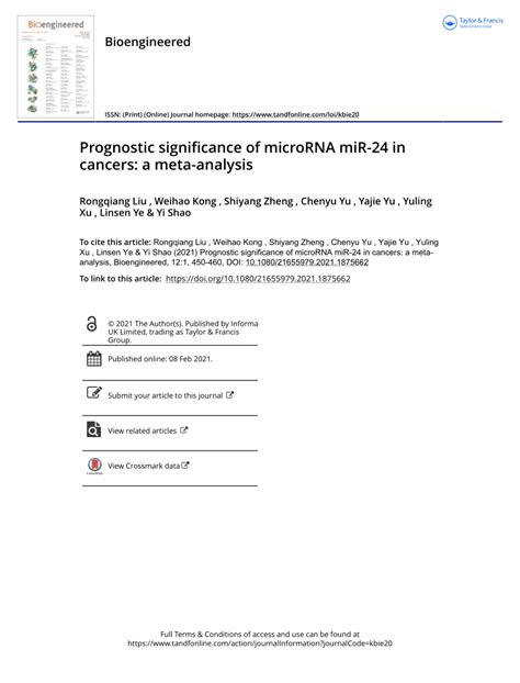Pdf Prognostic Significance Of Microrna Mir In Cancers A Meta