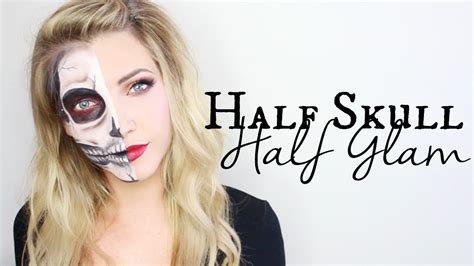 Half Skull Half Glam Makeup Tutorial Halloween Youtube