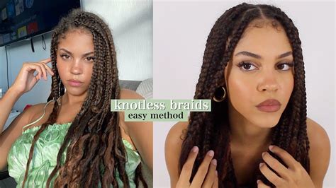 beginner tries knotless braids for the first time 2 easy ways youtube