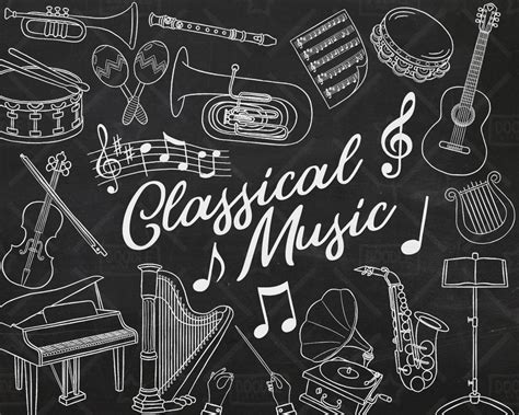 Chalkboard Music Vector Pack Musical Instruments Clipart Piano