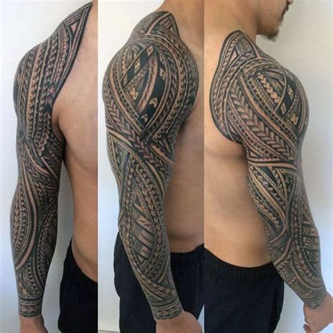 Polynesian Sleeve Tattoo Designs For Men Tribal Ink Ideas