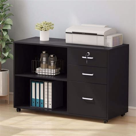 Tribesigns 3 Drawer Wood File Cabinets With Lock Large Modern Lateral