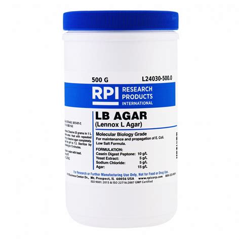 Rpi 500 G Container Size Powder Lb Agar Powder Lennox L Agar