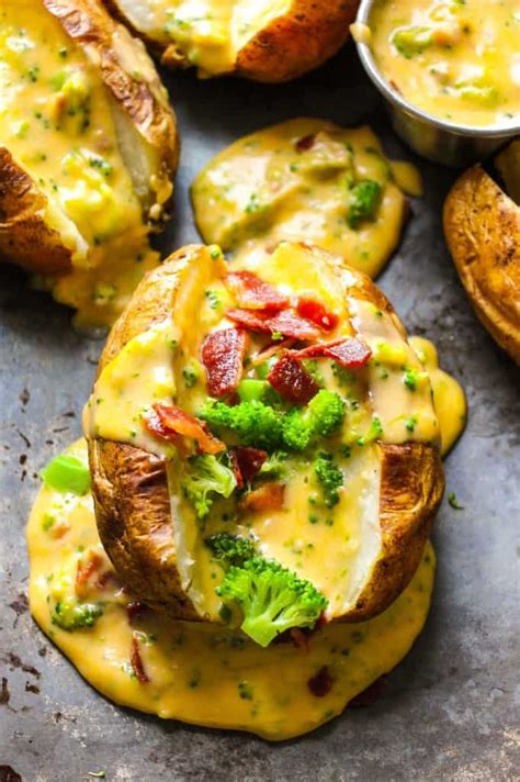 If you want crispier bacon, let it cook in the oven for 20 minutes instead of 15. Baked Potatoes Loaded with Broccoli Bacon Cheese Sauce ...