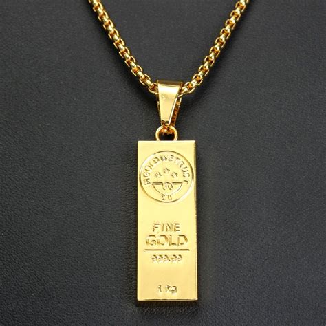 18k Gold Bar Hip Pop Men Chain Necklace Jewelry Mens Chain Necklace