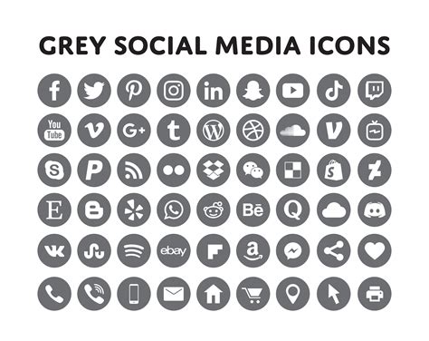 Buy Grey Social Media Icons Bundle Over 200 Gray Social Media Icons