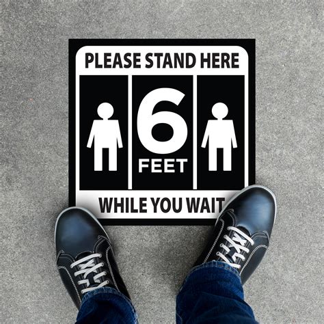 Please Stand Here 6ft Apart Floor Decal 17x16 Inch Trophy Depot