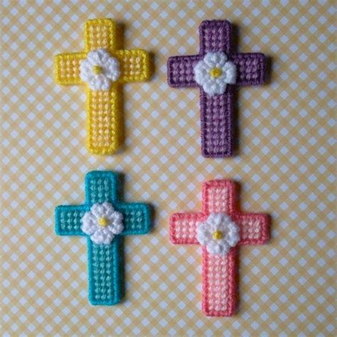 Plastic Canvas Easter Crosses Magnets Set Of 4 Etsy In 2021