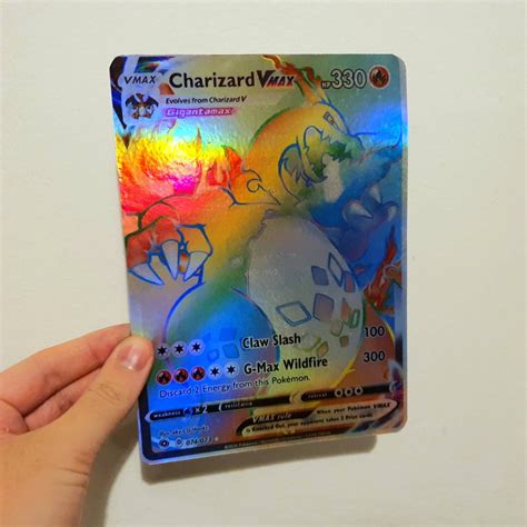 Jumbo Rainbow Charizard Vmax Holo Custom Made Pokemon Card Etsy