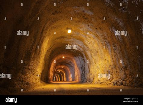 Beautiful Tunnel Cave With Illumination In Montenegro Stock Photo Alamy