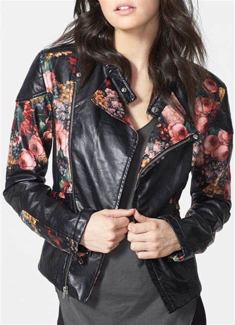 Blanknyc Floral Faux Leather Jackets For Women Attractive Faux Leather Jackets For Women