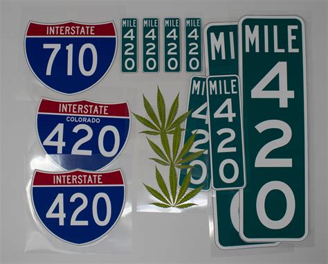 420 Mile Markers 420 710 Interstate Stickers And Cannabis Etsy