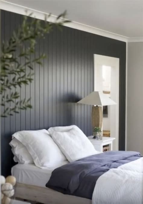 Paint Beadboard Dark With White Trim Feature Wall Bedroom Tongue