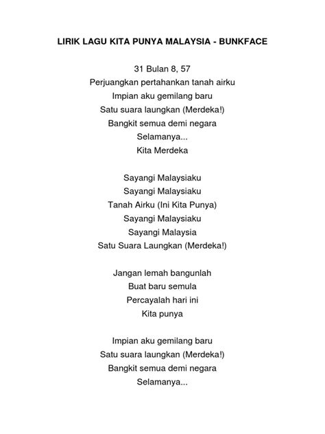 Lirik Lagu Patriotik Keranamu Malaysia