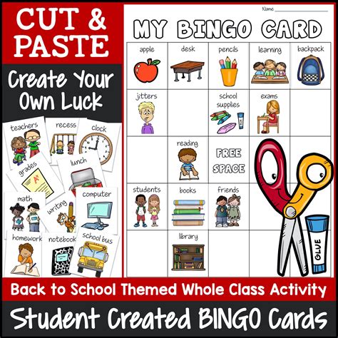 Back To School Bingo Game Cut And Paste Printable Bingo Dollar Deals
