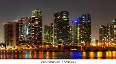 Miami Night Downtown Miami Skyline Dusk Stock Photo 1779444065