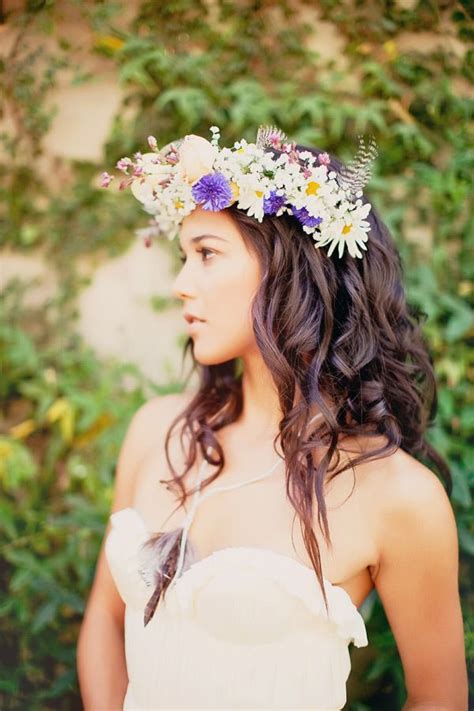 California Hippie Chic Inspiration ⋆ Ruffled Flower Crown Bride Hippie Chic Weddings Flower