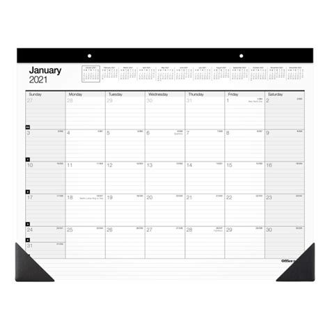 Monthly Desk Pad Calendar 22 X 17 White January To December 2021