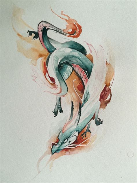 Watercolor Dragon Картины Чикано Рисунки драконов