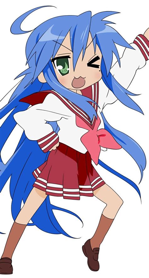 An Anime Character With Long Blue Hair And Green Eyes Wearing A Red Skirt And White Shirt