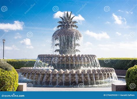 Full Frame View Of Pineapple Fountain In Full Sun Charleston